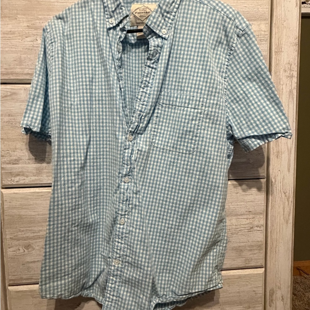 St. John's Bay Light Blue Gingham Shirt